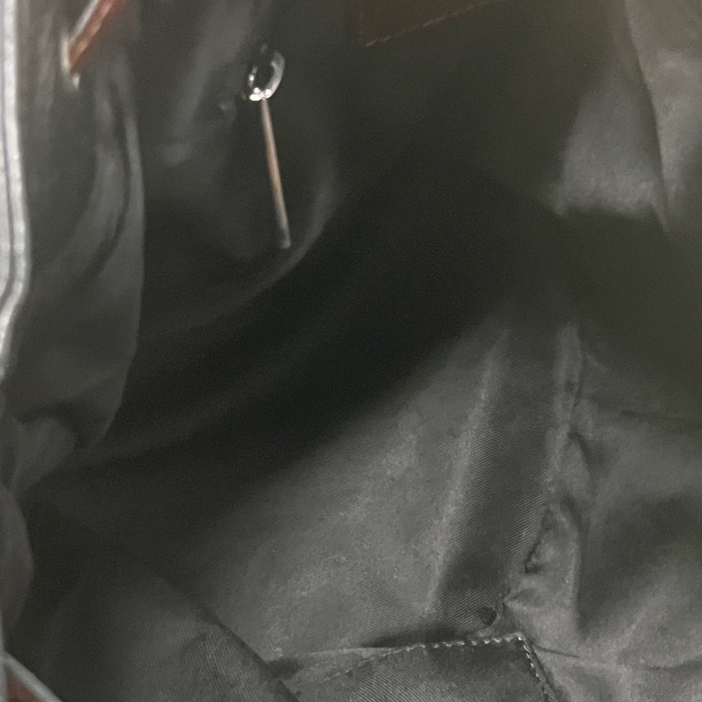 Divina Firenze black & brown leather drawstring bucket bag purse convert xbody - Picture 6 of 11